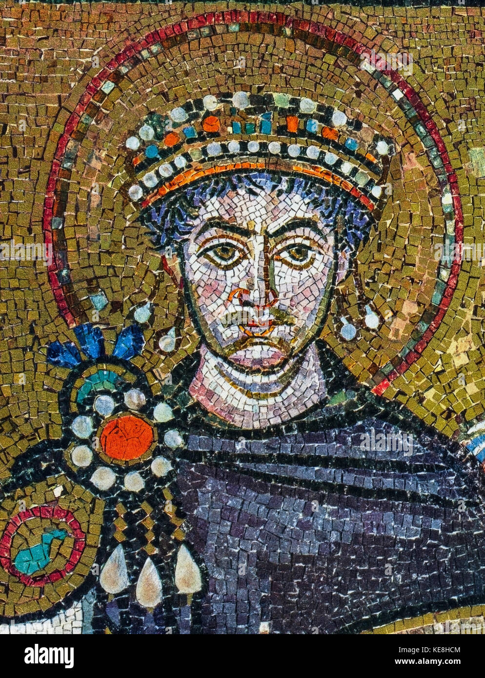Italien Emilia Romagna Ravenna Basilika Saint Vitale Chor Mosaik - Kaiser Justinian - insbesondere von Mosaik Kaiser Justinian und seinen Hof - vor 547 Stockfoto