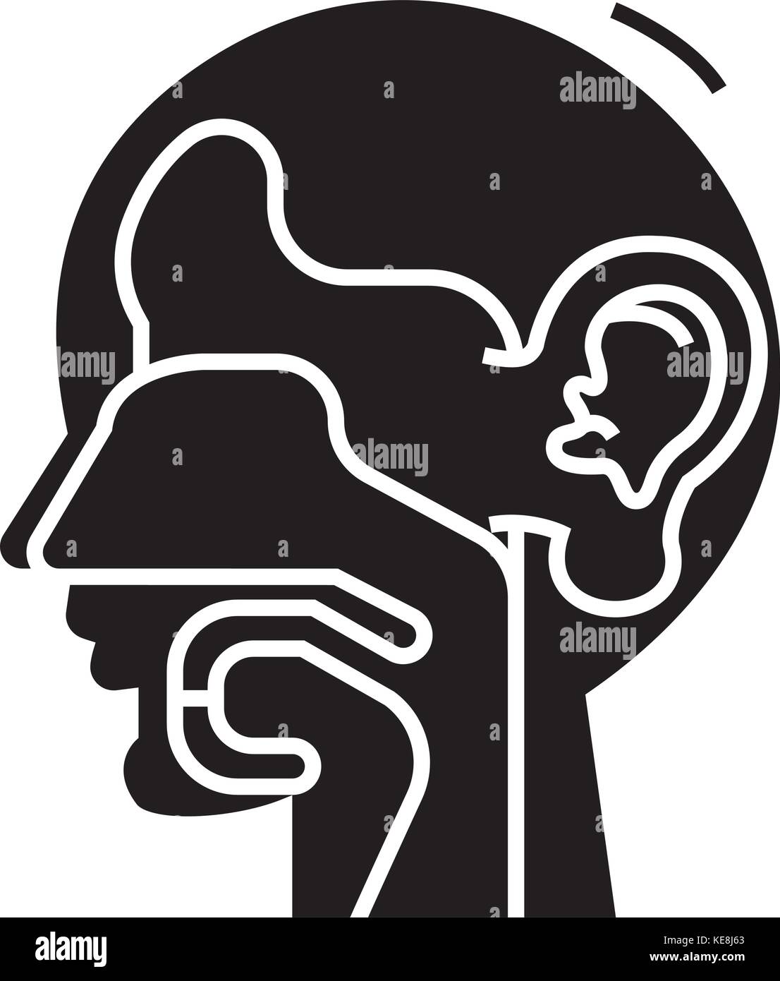 Ohr, Nase und Hals - Hno-Symbol, Vector Illustration, schwarze Zeichen auf isolierten Hintergrund Stock Vektor