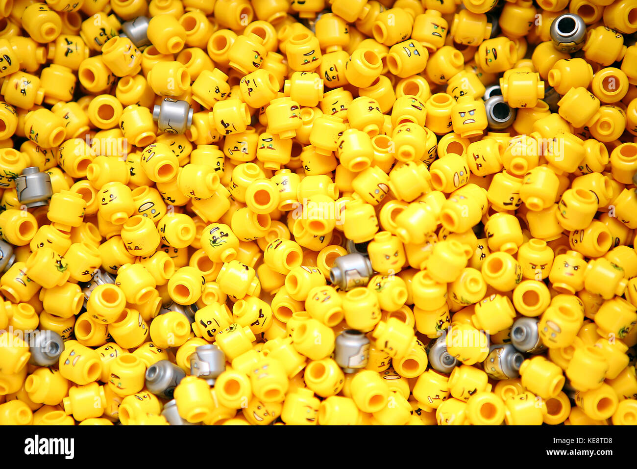 Lego minifigur Kopf Teile Stockfoto