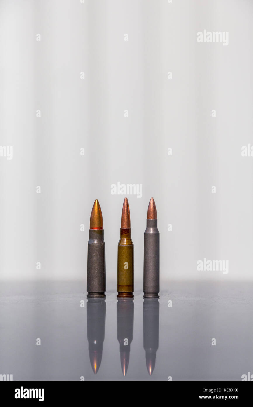 Munition, Gewehre, 7,62 × 5,45 × 39 mm, 39 mm, 5,56 x 45 mm Stockfoto