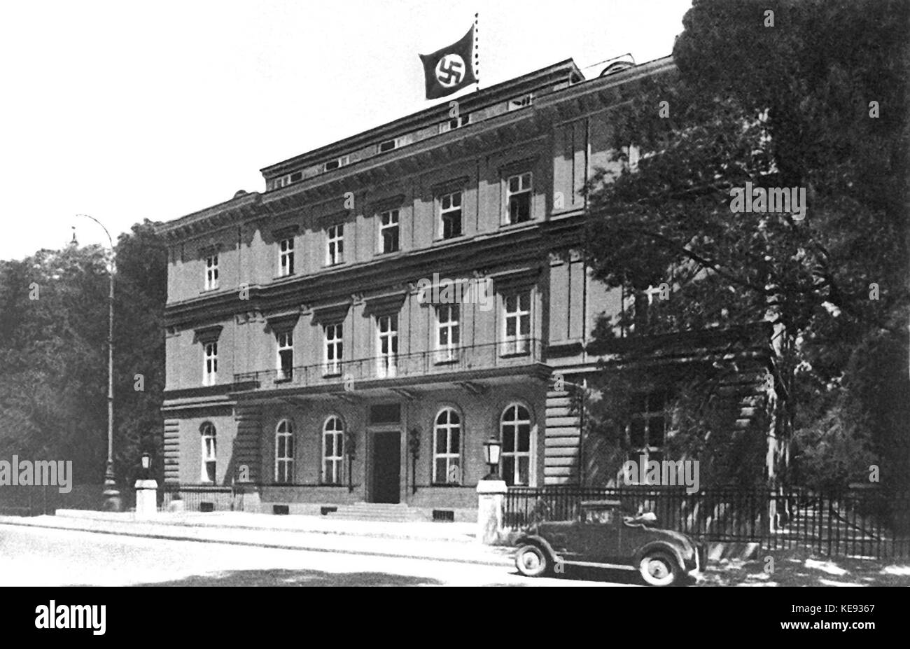 Blick auf die 'braunen Haus', der Parteizentrale der Partei die Nationalsozialistische Deutsche Arbeiterpartei" in München (undatiert). | Verwendung weltweit Stockfoto