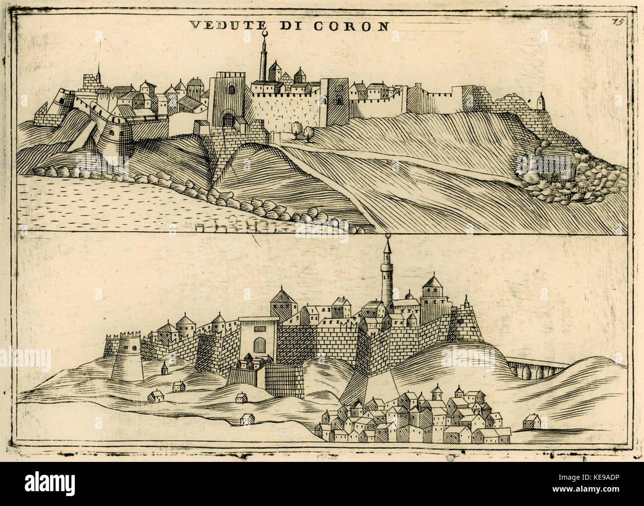 Vedute di Coron (3) Coronelli Vincenzo 1688 Stockfoto