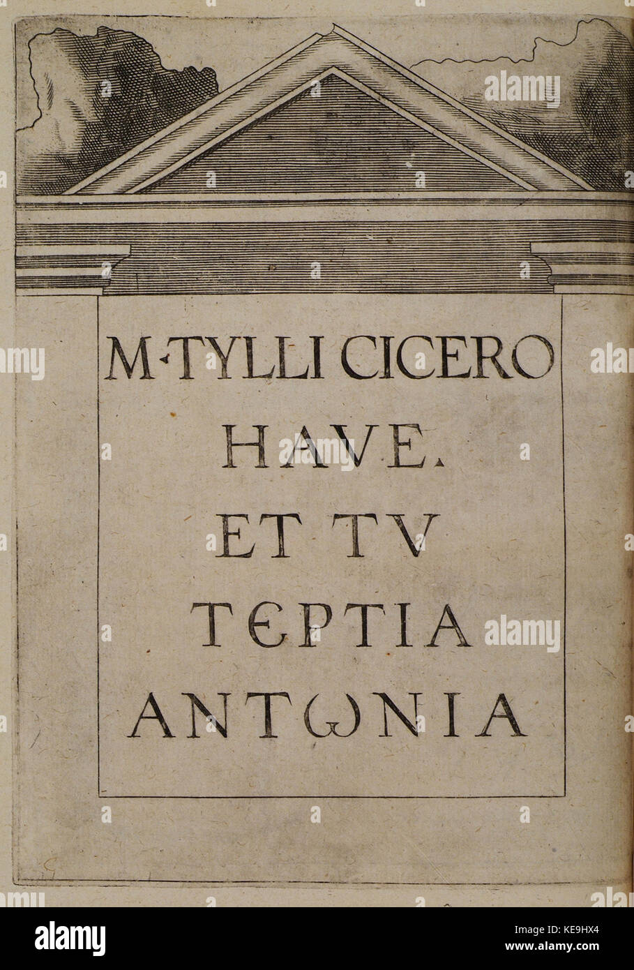 Grabbeigaben Inschrift aus dem römischen Grab in Zakynthos, galt als das Grab von Marcus Tullius Cicero Cootwijck Johannes Van 1619 Stockfoto