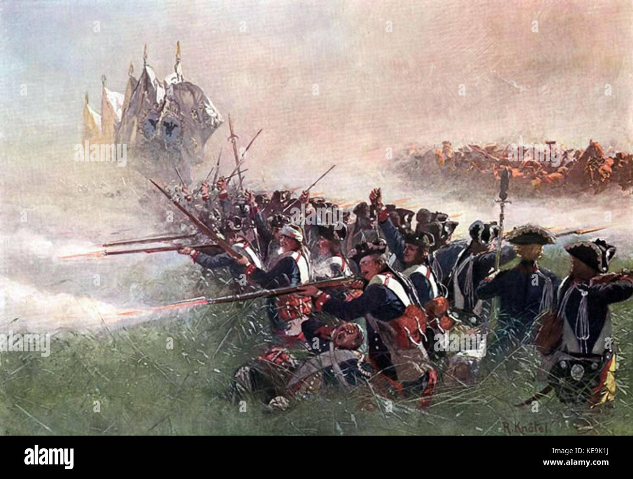 Die Preußische Fußschutz in der Schlacht bei Kolin von Richard Knotel Stockfoto