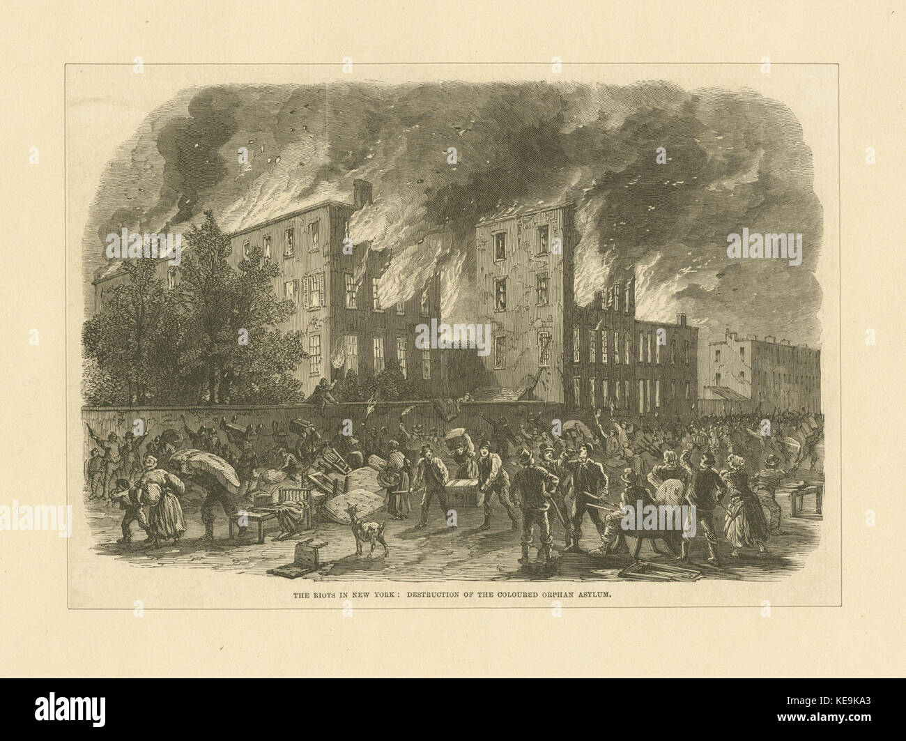 Die Unruhen in New York Zerstörung der Farbigen Orphan Asylum (Nypl b 13476047 423295) Stockfoto