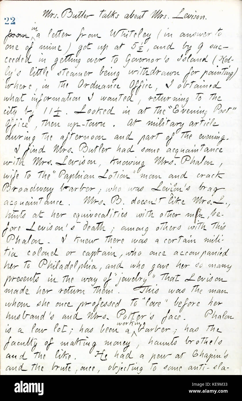 Thomas Butler Gunn Tagebücher, Band 17, Seite 29, 25. Juni 1861 Stockfoto