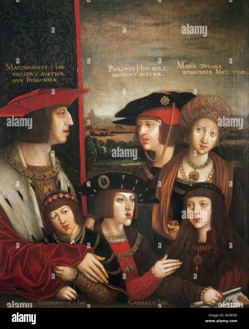 Der Kaiser Maximilian und seiner Familie, von Bernhard Strigel (1460-1528) Stockfoto