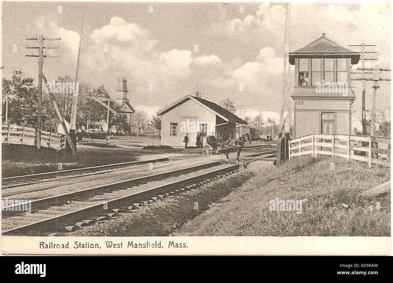 West Mansfield station 1910 Postkarte Stockfoto