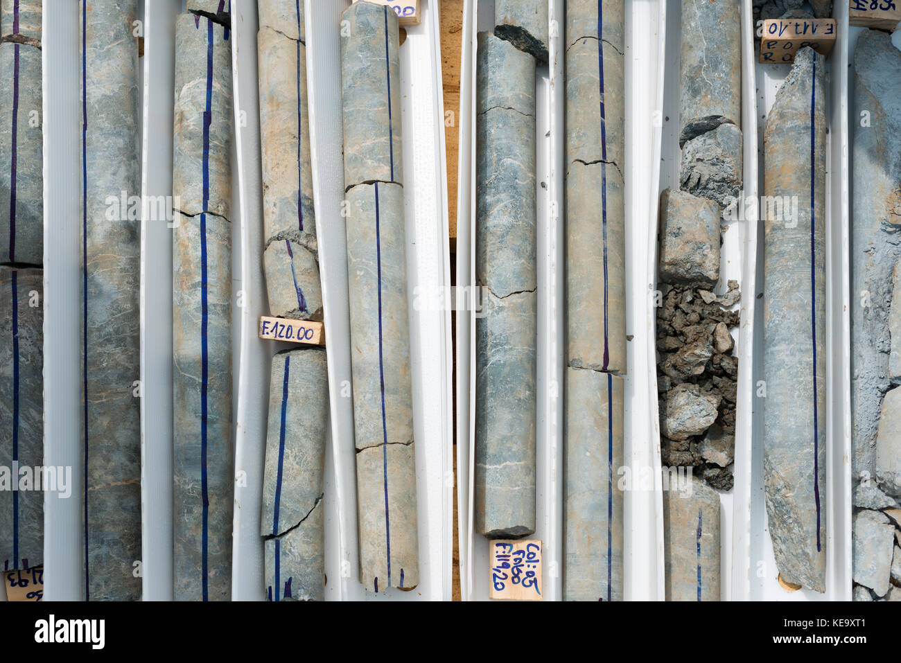 Bohrkerne in einer Box" Stockfoto