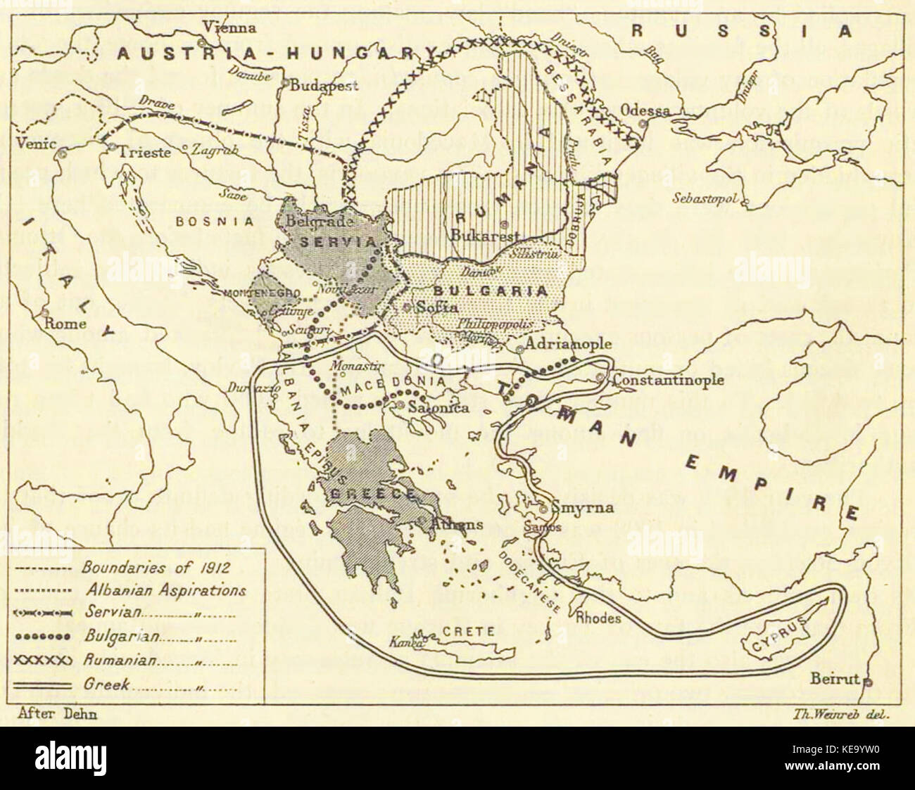 Territoriale Aspirationen der Balkanstaaten, 1912 Stockfoto