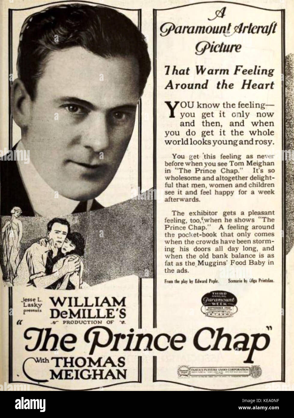 The Prince CHAP, ein Film aus dem Jahr 1920, erzählt die Geschichte einer Figur, die sich sozialen und persönlichen Herausforderungen stellt. Dieser Stummfilm bietet einen Einblick in das Kino des frühen 20. Jahrhunderts und reflektiert gesellschaftliche Themen dieser Zeit. Stockfoto