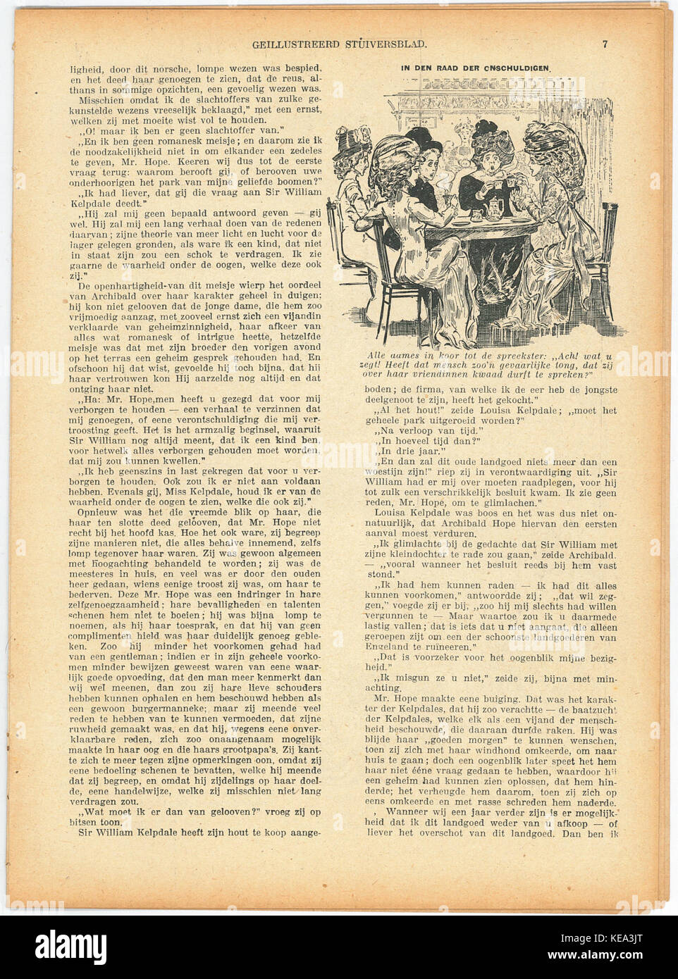 Stuivers Blad No. 27, veröffentlicht am 4. Juli 1915, bietet einen Einblick in den historischen Kontext des frühen 20. Jahrhunderts. Die Zeitung enthält Artikel über das politische und soziale Klima während des Ersten Weltkriegs und gibt Einblicke in die Ära. Stockfoto