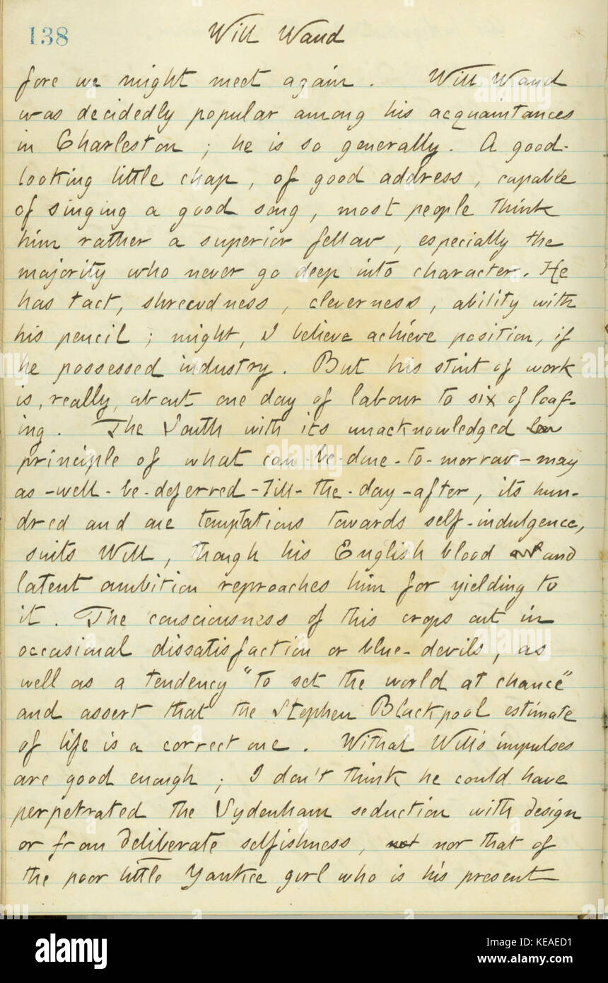 Thomas Butler Gunn Tagebücher, Band 15, Seite 148, 8. Februar 1861 Stockfoto