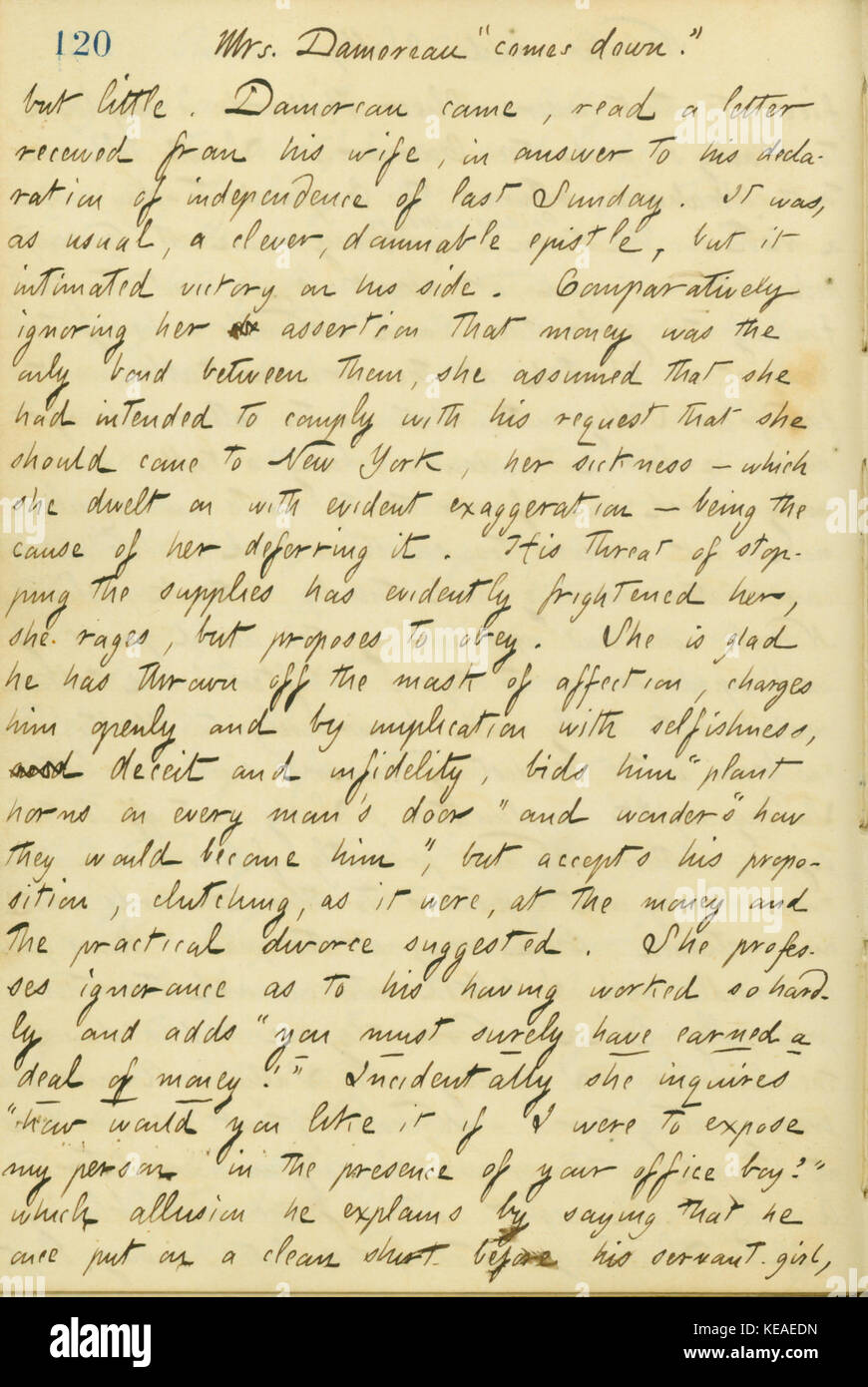 Ein Eintrag aus Thomas Butler Gunns Tagebüchern, Band 14, vom 25. November 1860, bietet einen Einblick in die persönlichen Reflexionen und den historischen Kontext des Amerikas Mitte des 19. Jahrhunderts. Stockfoto
