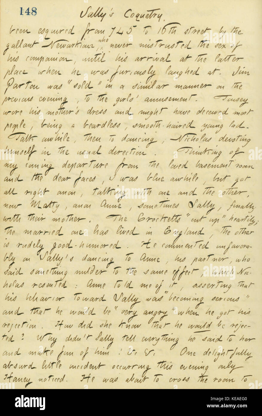 Seite 158 aus den Thomas Butler Gunn Tagebüchern vom 14. Dezember 1860, die einen Einblick in das Leben und die Ereignisse des 19. Jahrhunderts durch Gunns persönliche Berichte und Reflexionen geben. Stockfoto