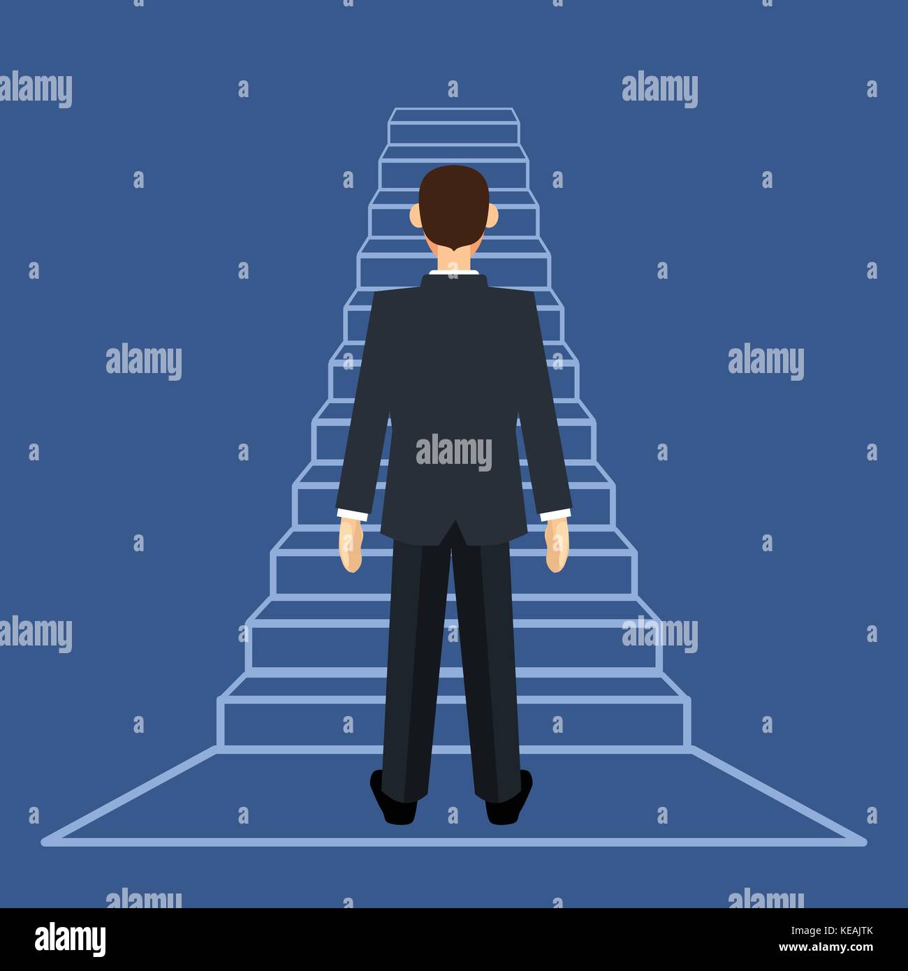 Unternehmer stehen auf Leiter mit flachen Design-Vector flache Bauweise Stock Vektor