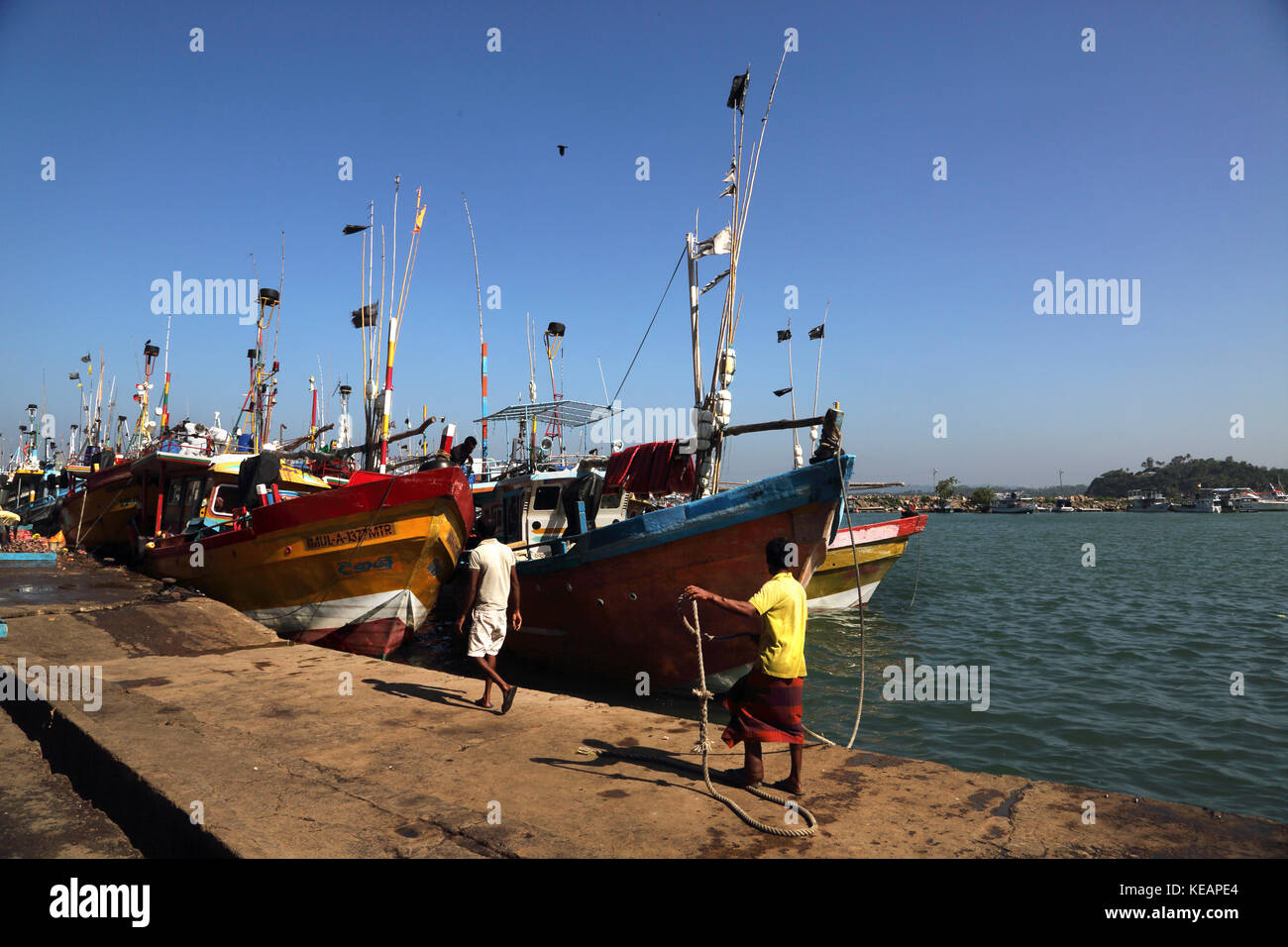 Südliche Provinz Sri Lanka Mirissa Fischereihafen Stockfoto
