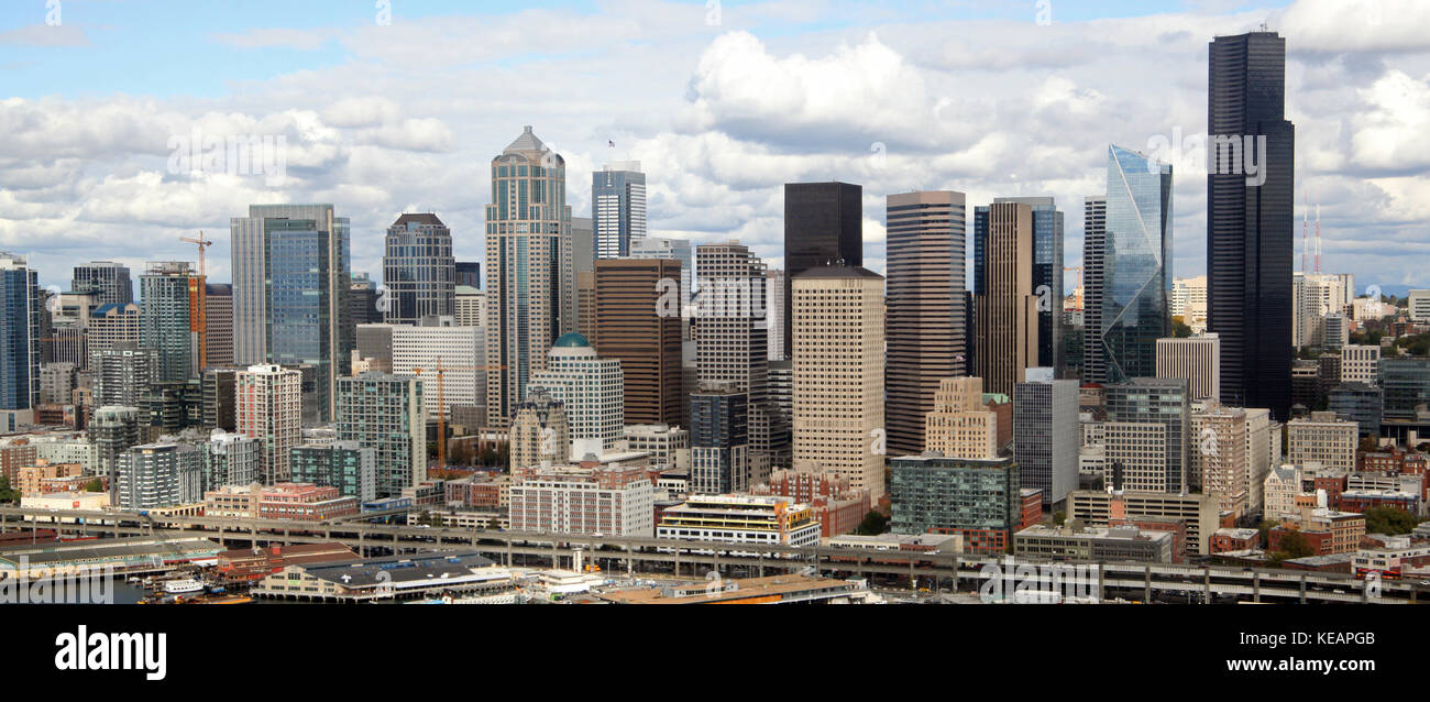 Blick auf die Skyline von Seattle, Washington, USA Stockfoto