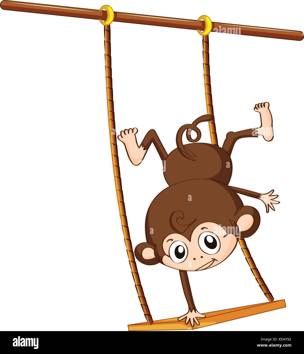 Abbildung: Ein Affe spielen auf einer Schaukel Stock-Vektorgrafik - Alamy