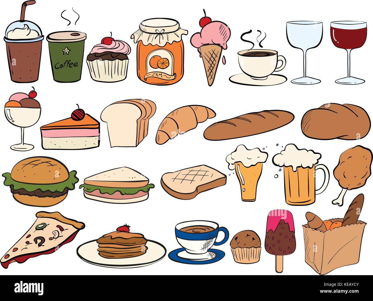 Andere Art von Essen und Trinken Stock-Vektorgrafik - Alamy