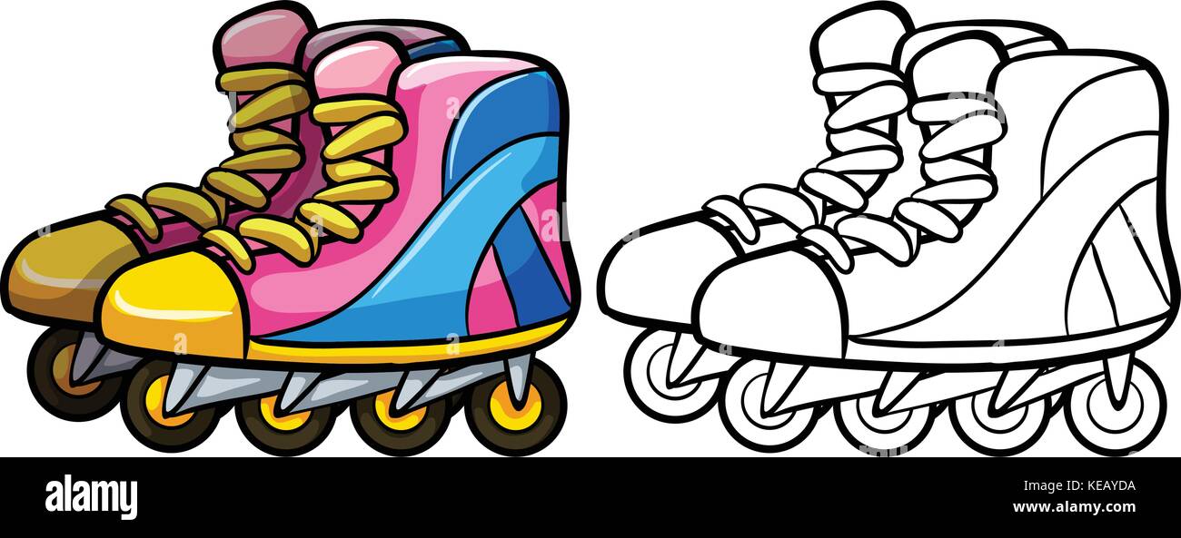 Zwei Paar rollerskates mit klassischem Design Stock Vektor