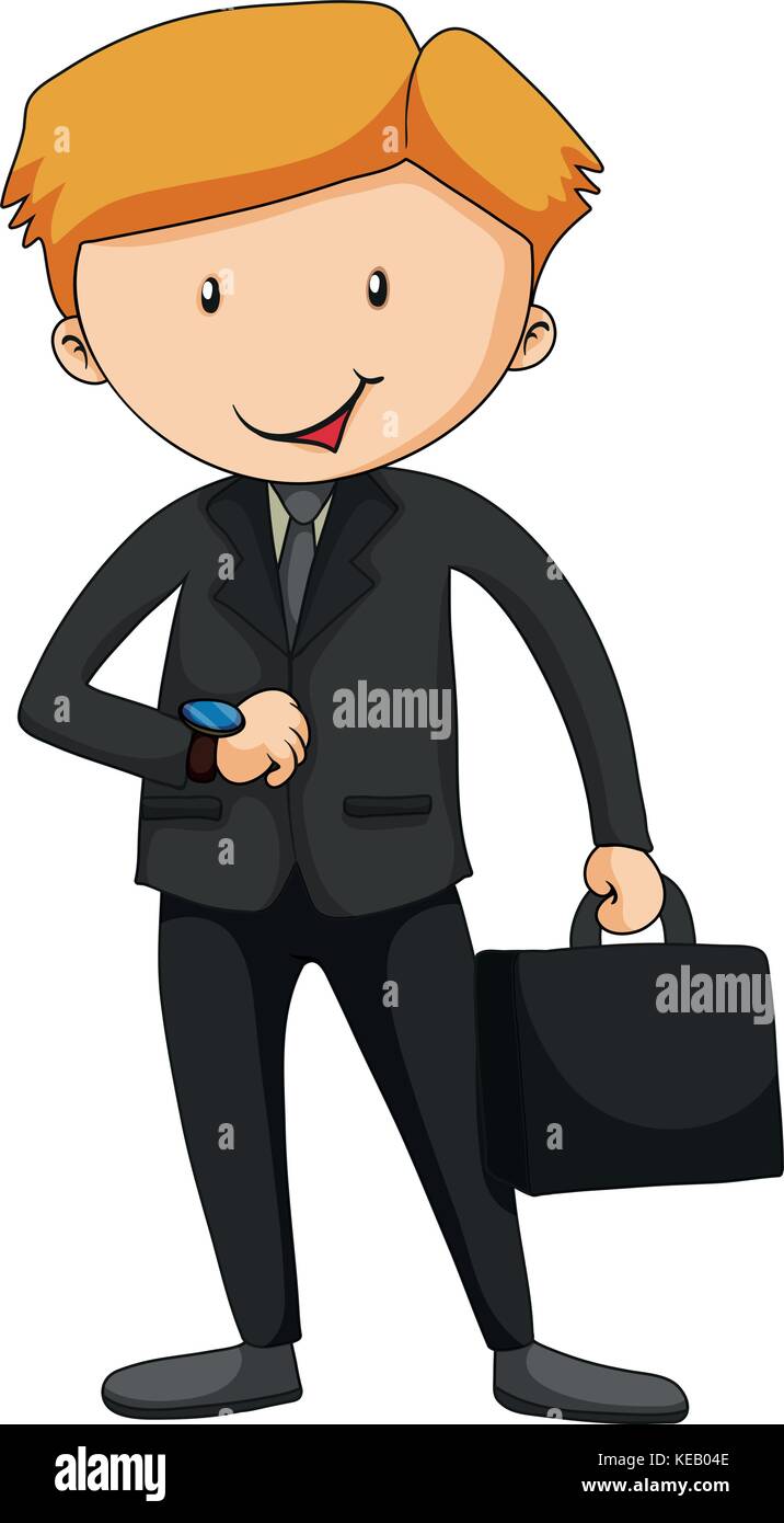 Closeup Geschäftsmann im Anzug mit Aktenkoffer Stock Vektor