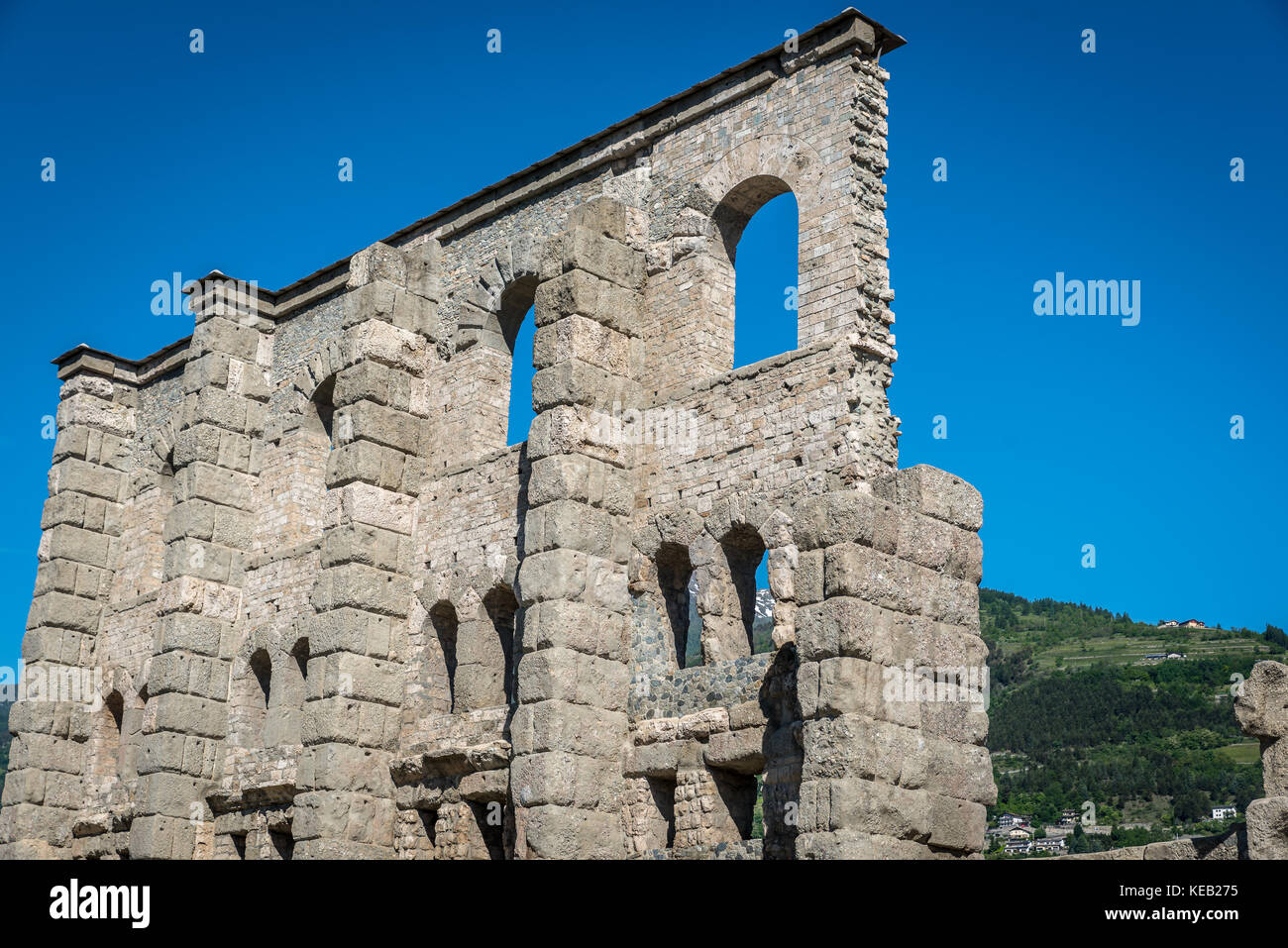 Antike römische Ruinen in der Stadt Aosta, Italien Stockfoto
