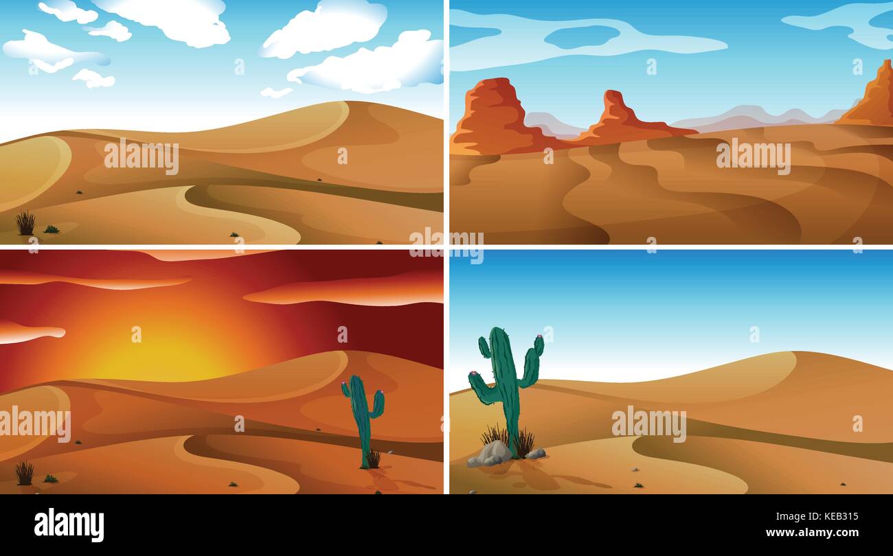 Vier Szenen der Wüsten Stock Vektor