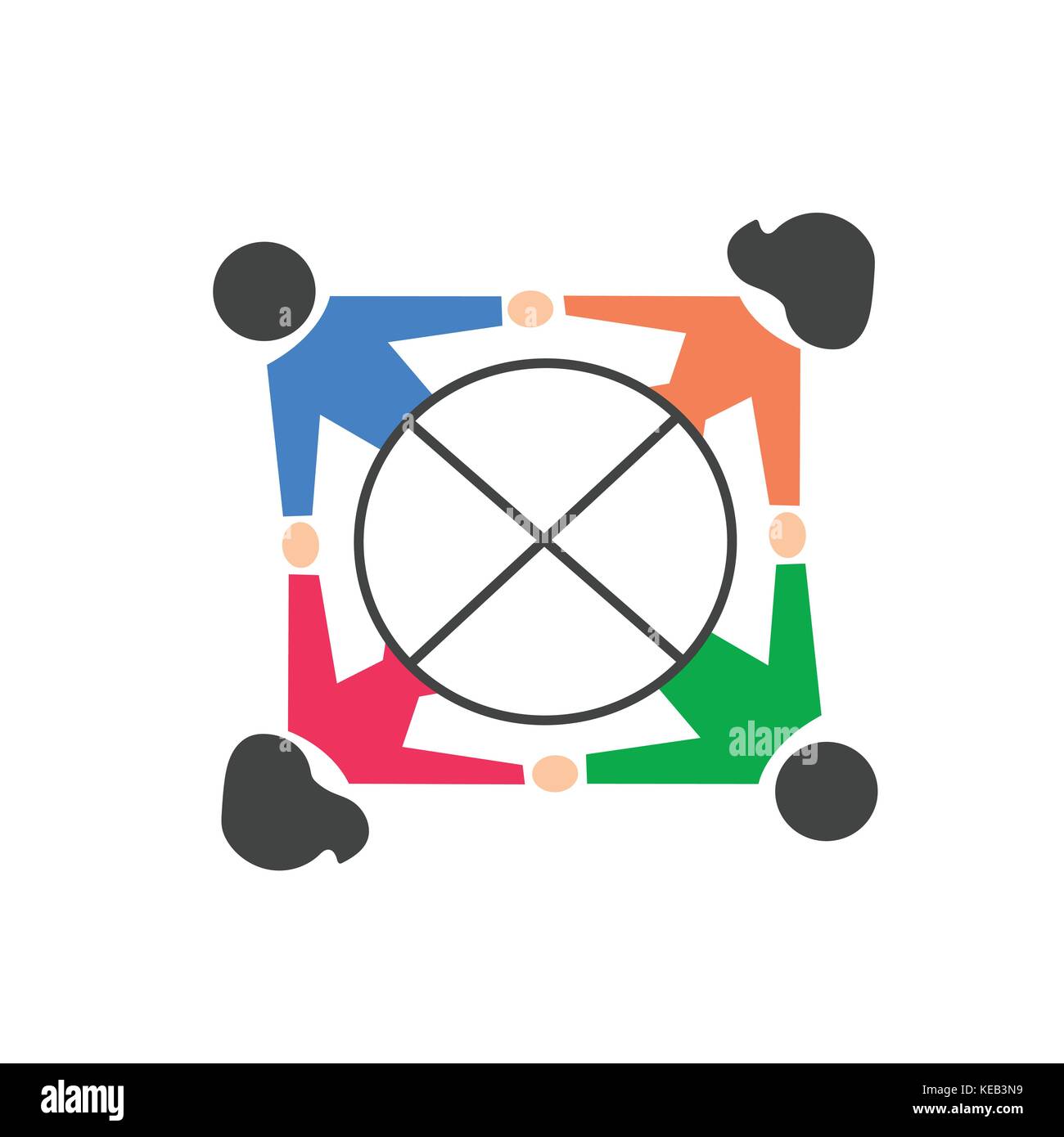 United-Symbol, halten sich an den Händen Logo Design Konzept Stock Vektor