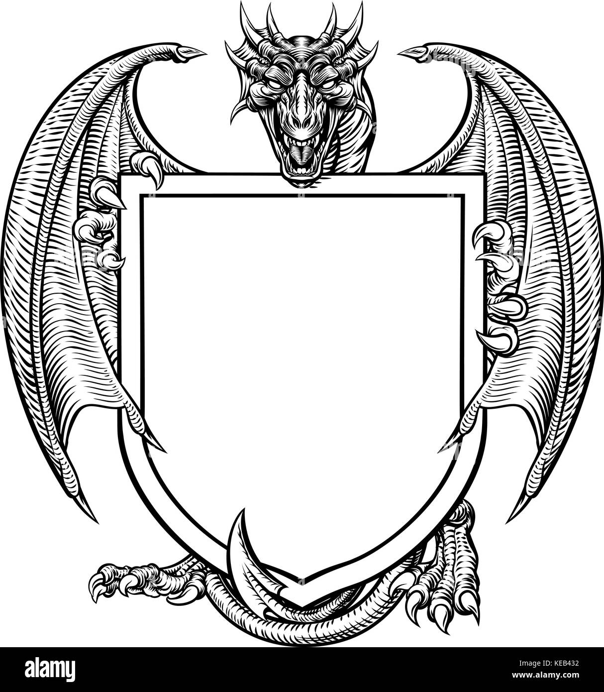 Drachen Wappen Wappen Schild heraldic Emblem Vektor