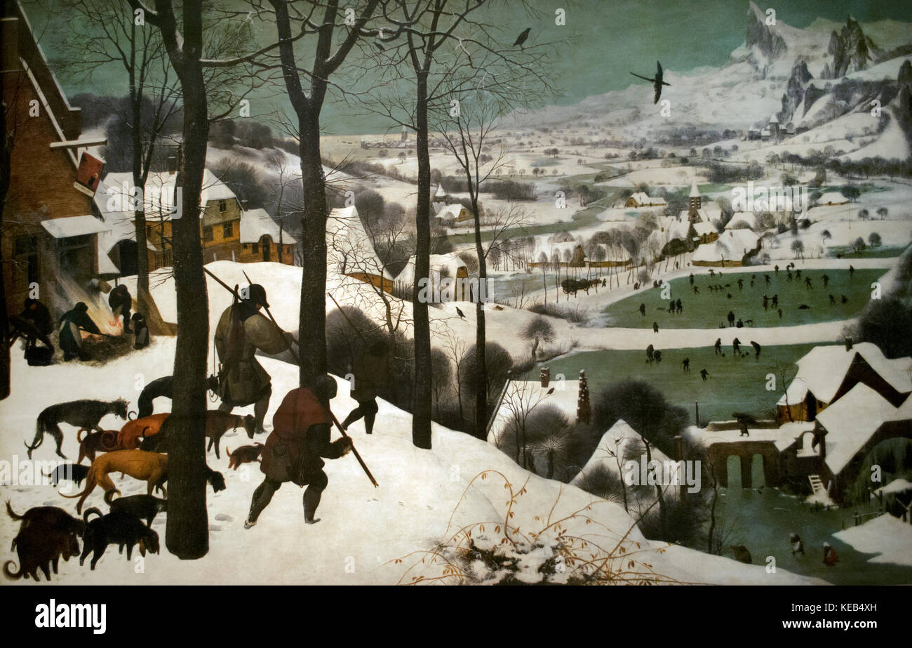 Pieter Bruegel der Ältere (1525-1569). Niederlande Maler. Jäger im Schnee, 1569. Kunst Geschichte Museum. Wien. Österreich. Stockfoto