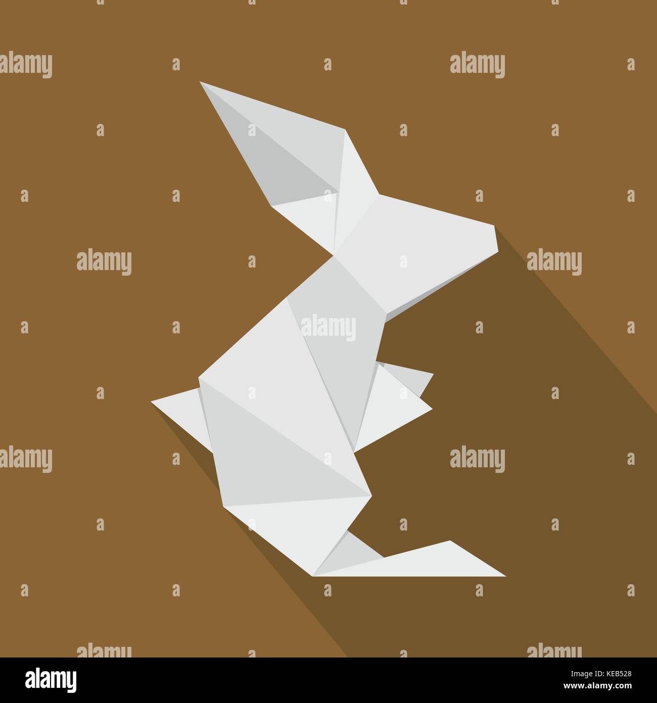 Origami Hase Symbol Flacher Stil Vektor Abbildung Bild