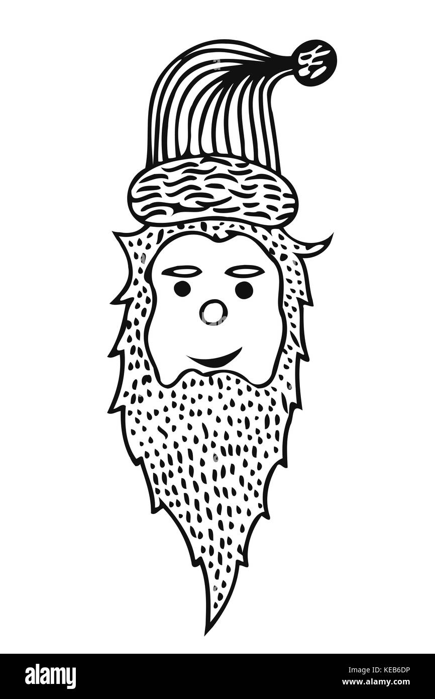 Santa claus Kopf. Es für den Druck auf T-Shirts oder Malbücher verwendet werden können. Stock Vektor