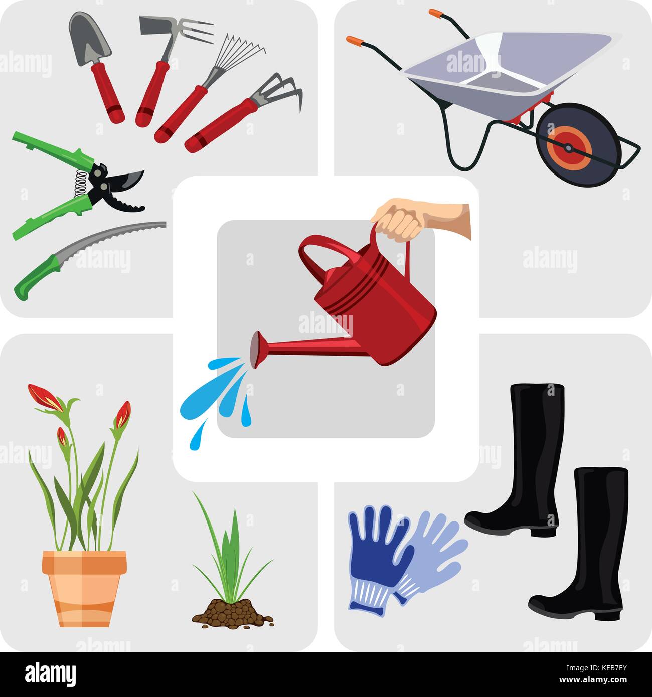 Gartenarbeit Symbole, Vektor, Abbildung Stock Vektor