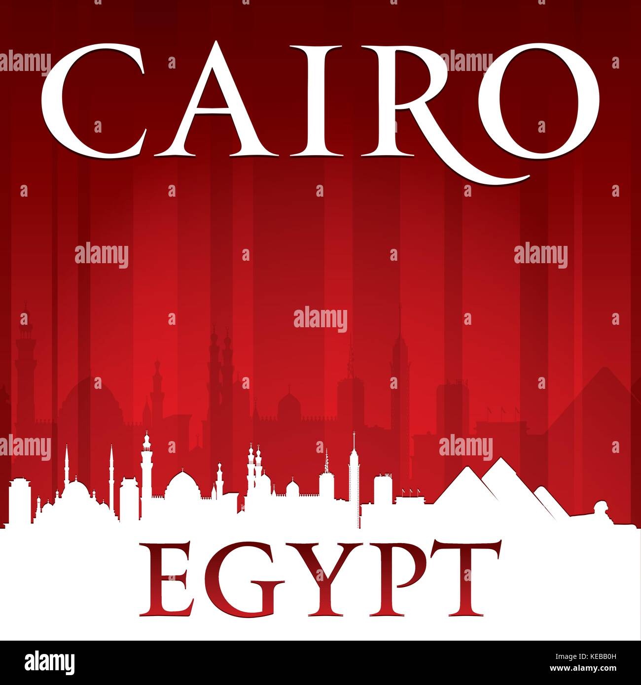 Kairo Ägypten Skyline der Stadt Silhouette. Vector Illustration Stock Vektor