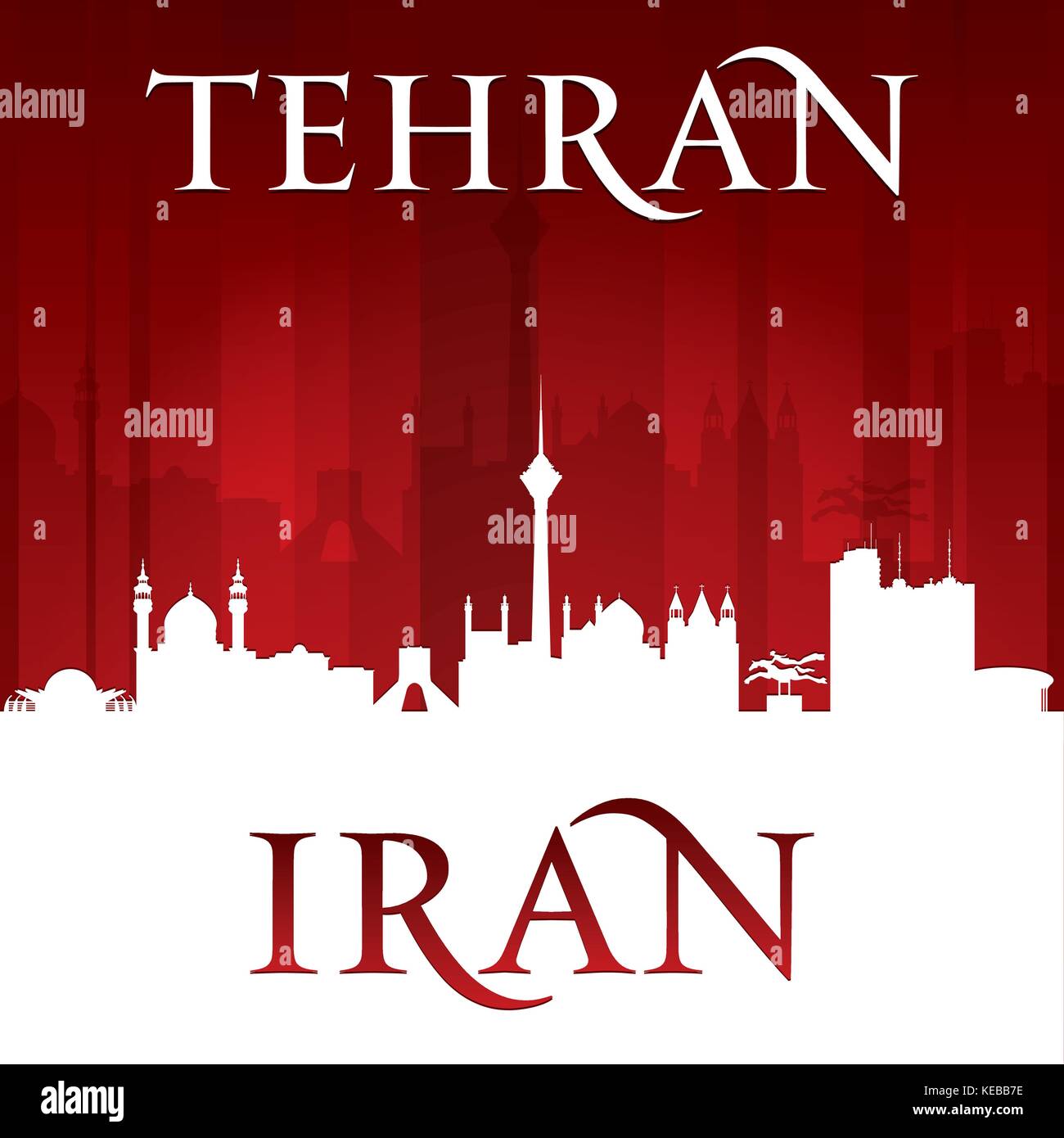 Teheran Iran Skyline der Stadt Silhouette. Vector Illustration Stock Vektor