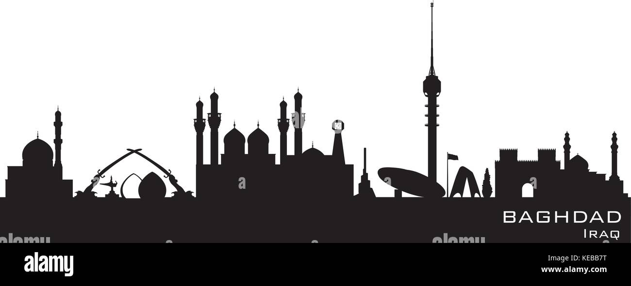 Bagdad Irak skyline Detaillierte vektor Silhouette Stock Vektor