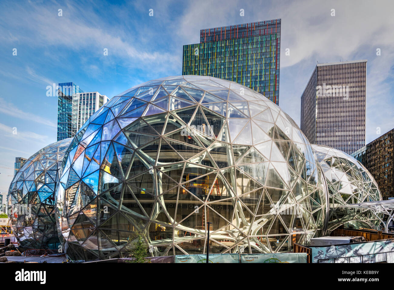 Die drei Sphären bei Amazon's Hauptquartier, Seattle, Washington, USA Stockfoto
