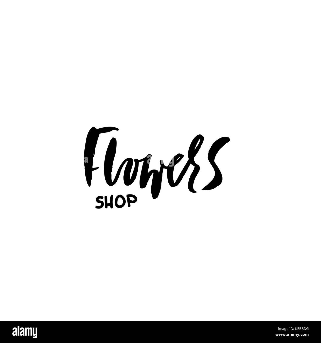 Flower Shop Logo. Kalligraphie template Design Element für kleine Unternehmen, Floristen Markt. Vector Illustration. Stock Vektor