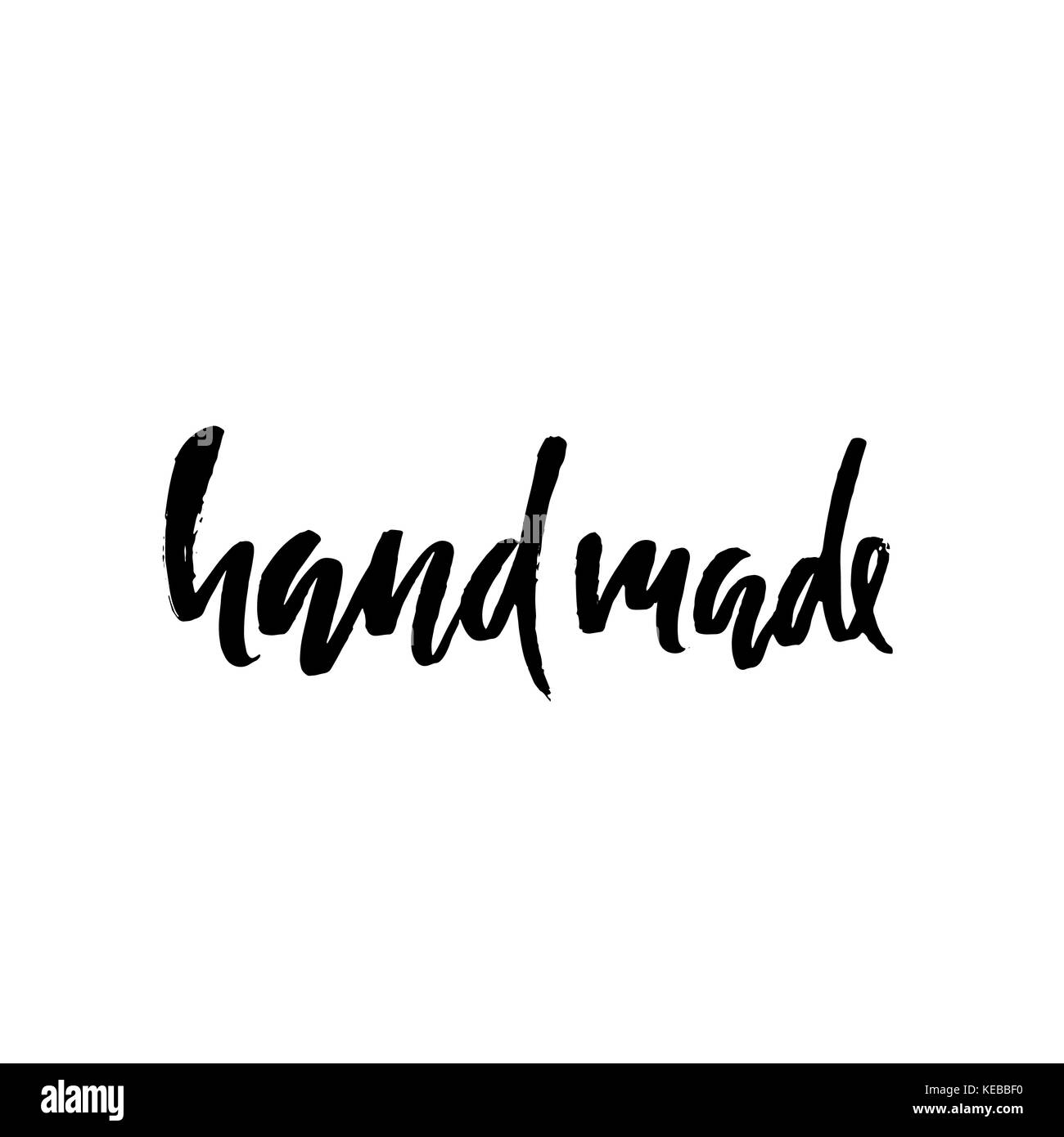 Hand gemacht. Hand gezeichnet trockenen Pinsel Schriftzug. modernes Logo für Ihr Produkt und Shop. Vector Illustration. Stock Vektor