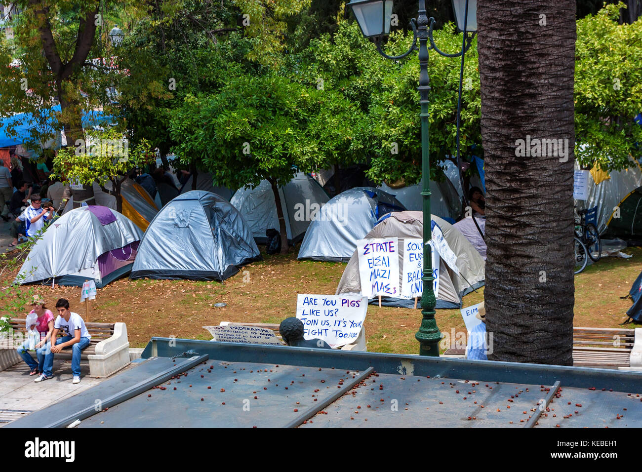 Athen, Griechenland - Juni 2011: Menschen auf Streik Stockfoto