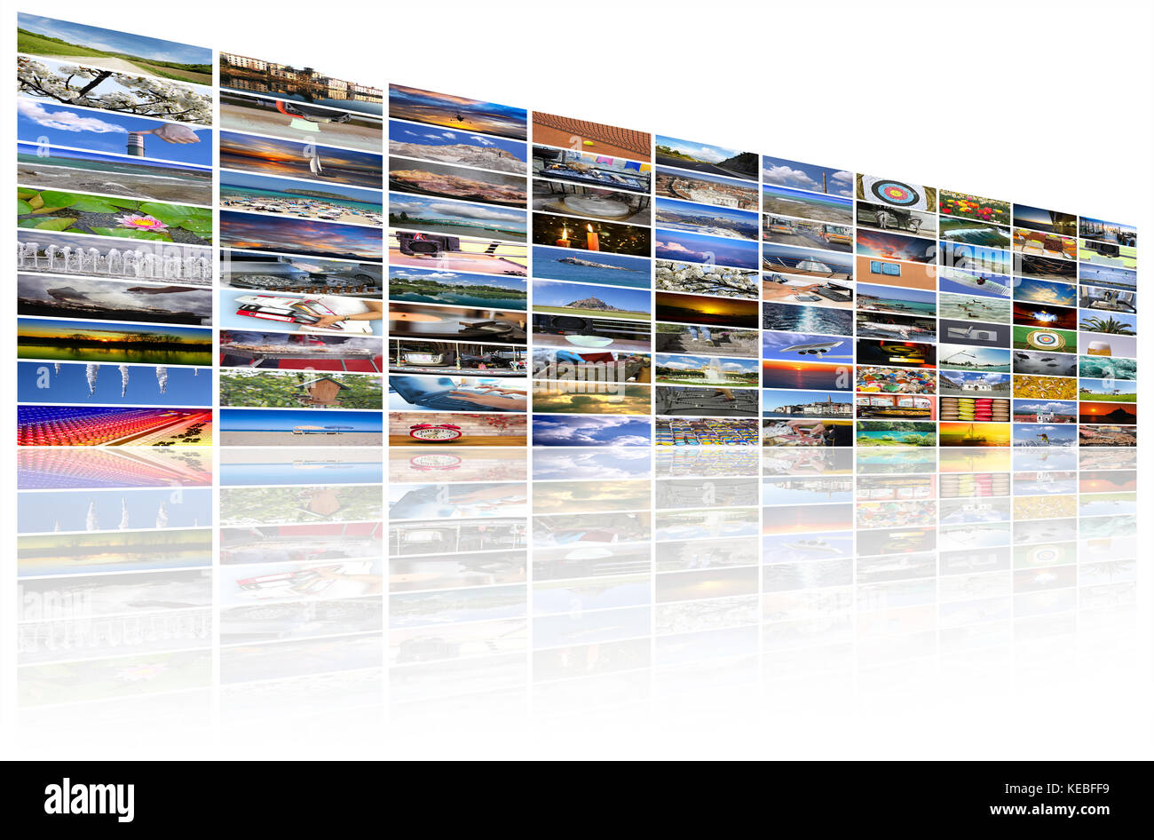 Große Multimedia Video und Bild Wand des TV-Bildschirms Stockfoto