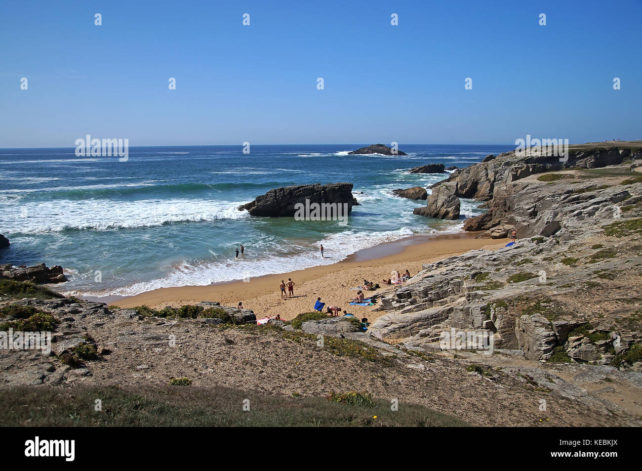 Einen Strand an der bretonischen Küste in der Nähe von Quiberon Stockfoto