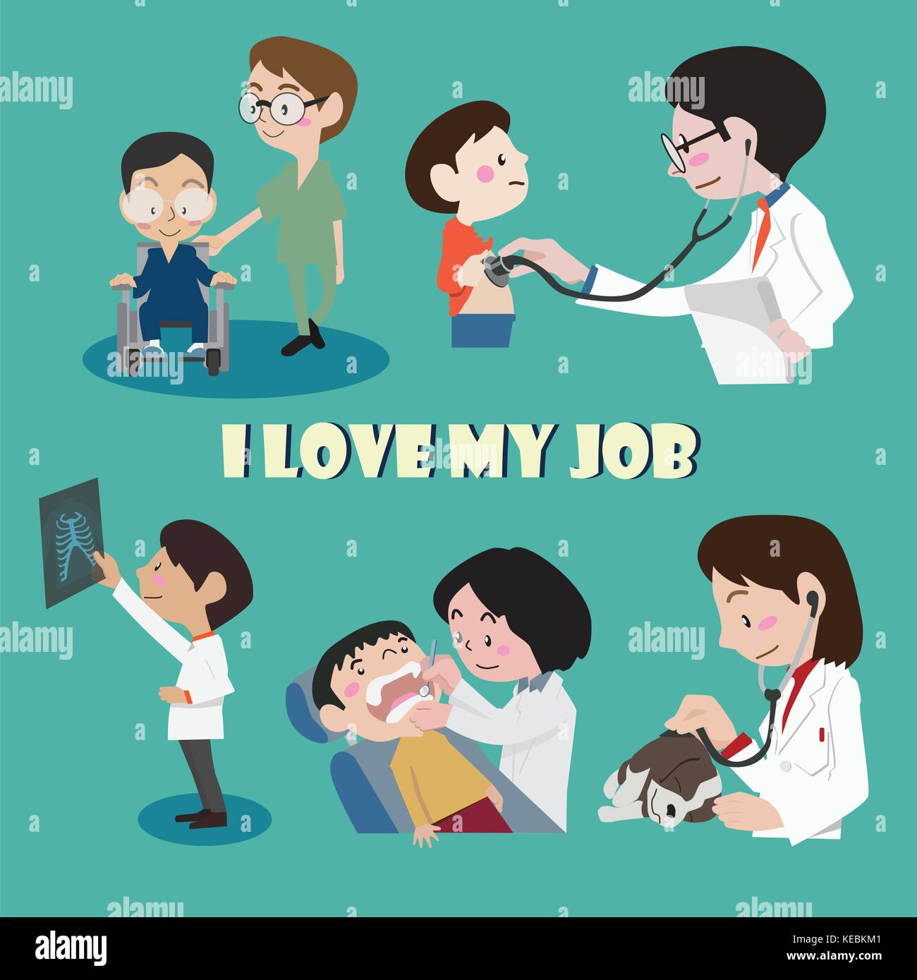 Ich liebe meinen Job cartoon Charakter illustration Vektor einrichten Stock Vektor