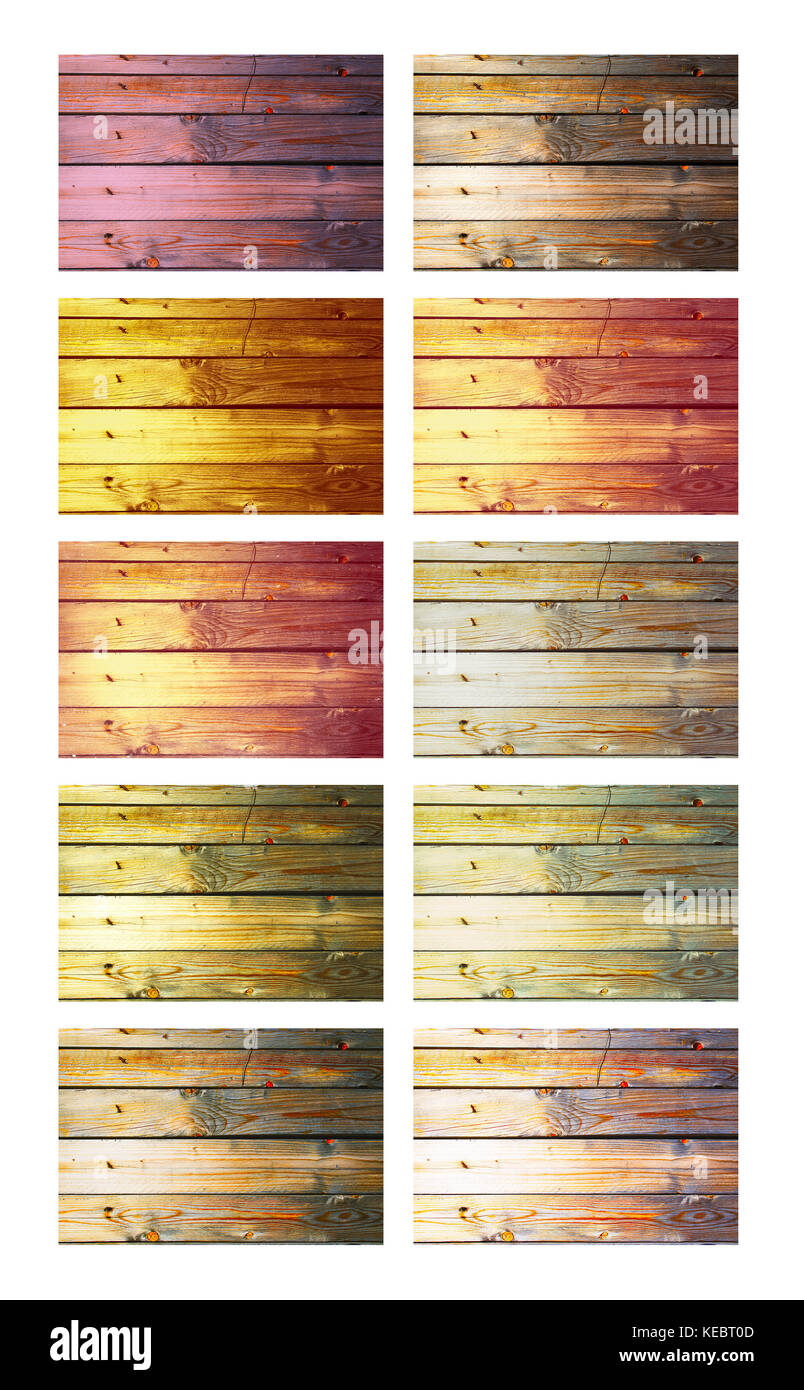 Aus Holz mit Stil Nägel in verschiedenen Farben auf weißem Hintergrund aufgeführt. Stockfoto