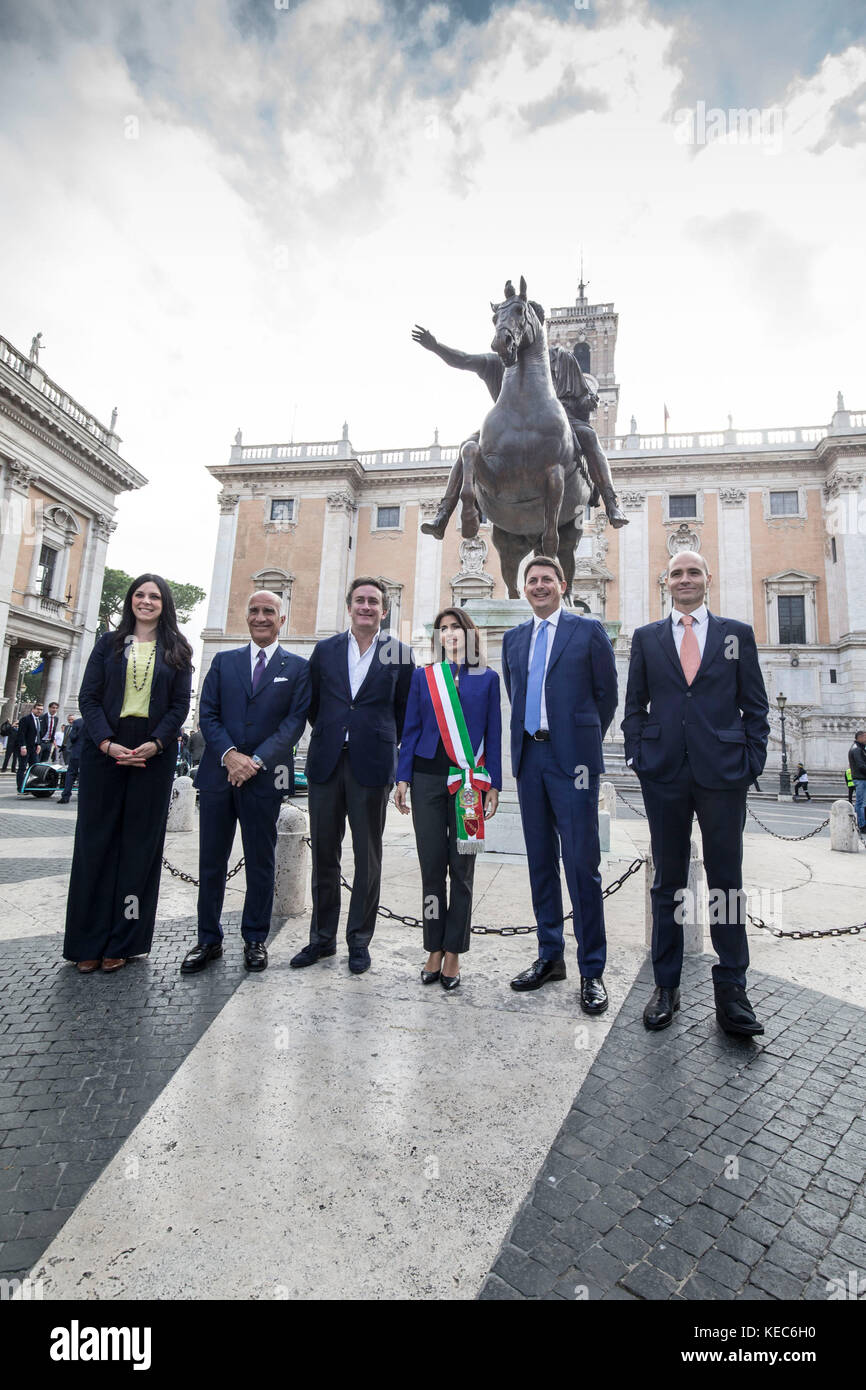 Campidoglio presentazione Formel e Gran premio di Roma Capitale la sindaca con Raggi, alejandro Agas, Angelo sticchi Damiani, Roberto diacetti, Virginia Raggi, meleo e frongia *** keine Web *** keine quotidiani *** Stockfoto