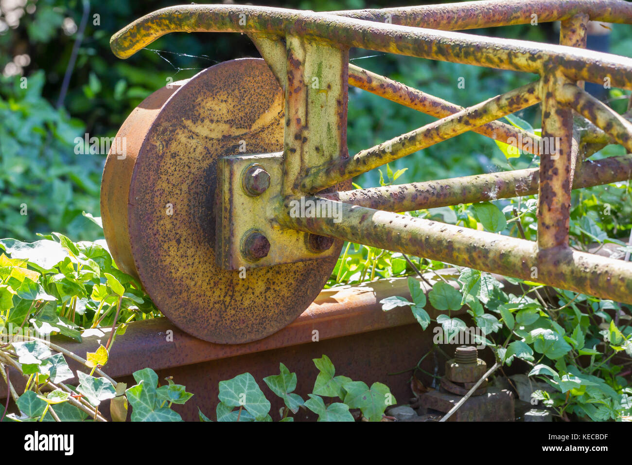 Beförderung Räder closeup, Rusty - wird nicht mehr verwendet Stockfoto