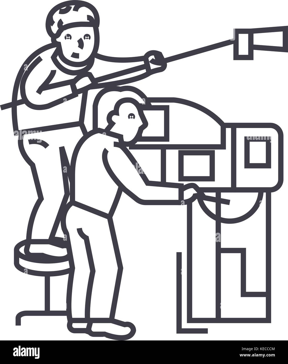 Fernsehen, TV Broadcast, Film, Video vektor Symbol Leitung, Zeichen, Abbildung auf Hintergrund, editierbare Anschläge Stock Vektor