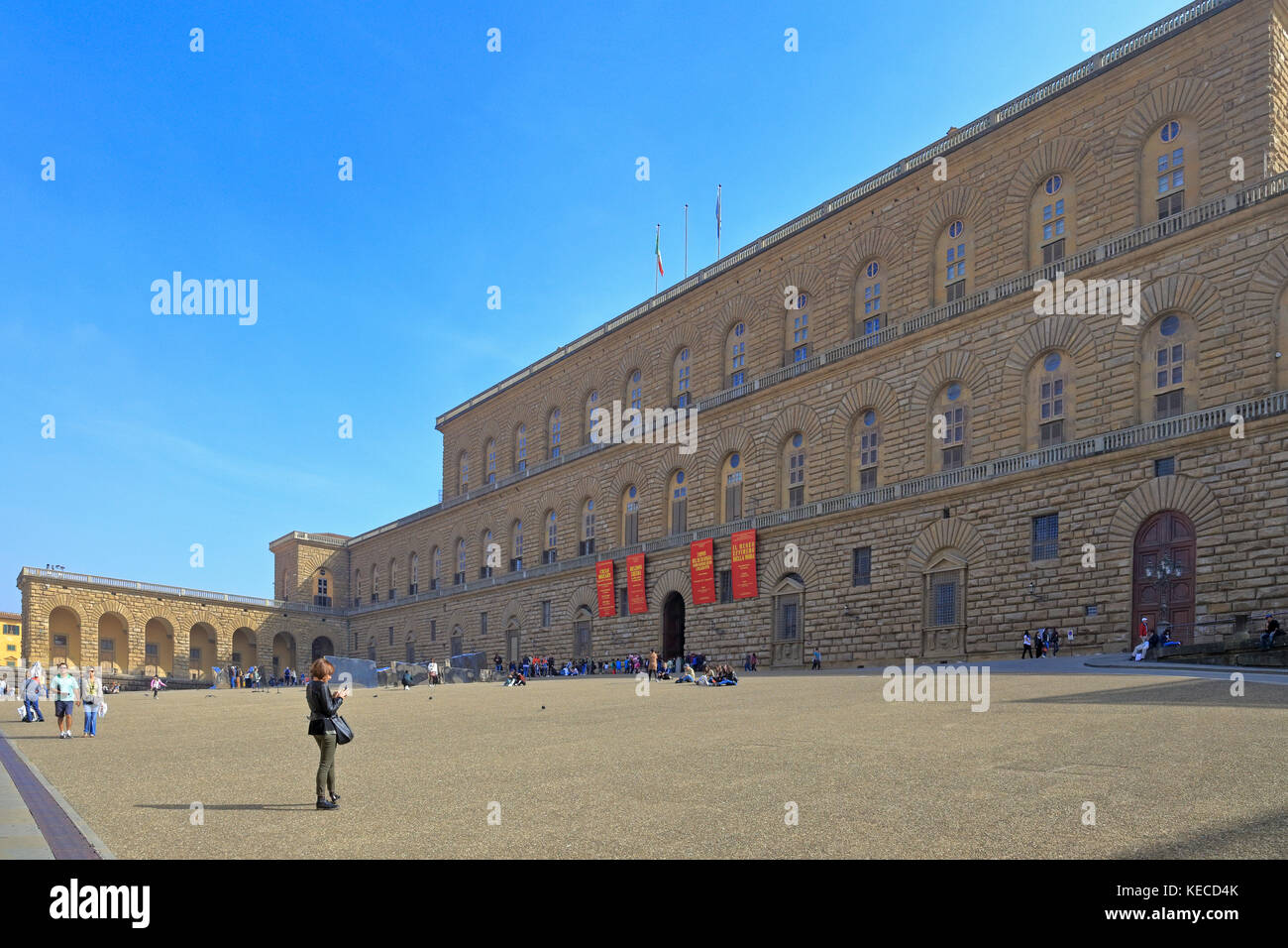 Palazzo Pitti und Palazzo Pitti, Piazza Pitti, Florenz, Toskana, Italien, Europa. Stockfoto