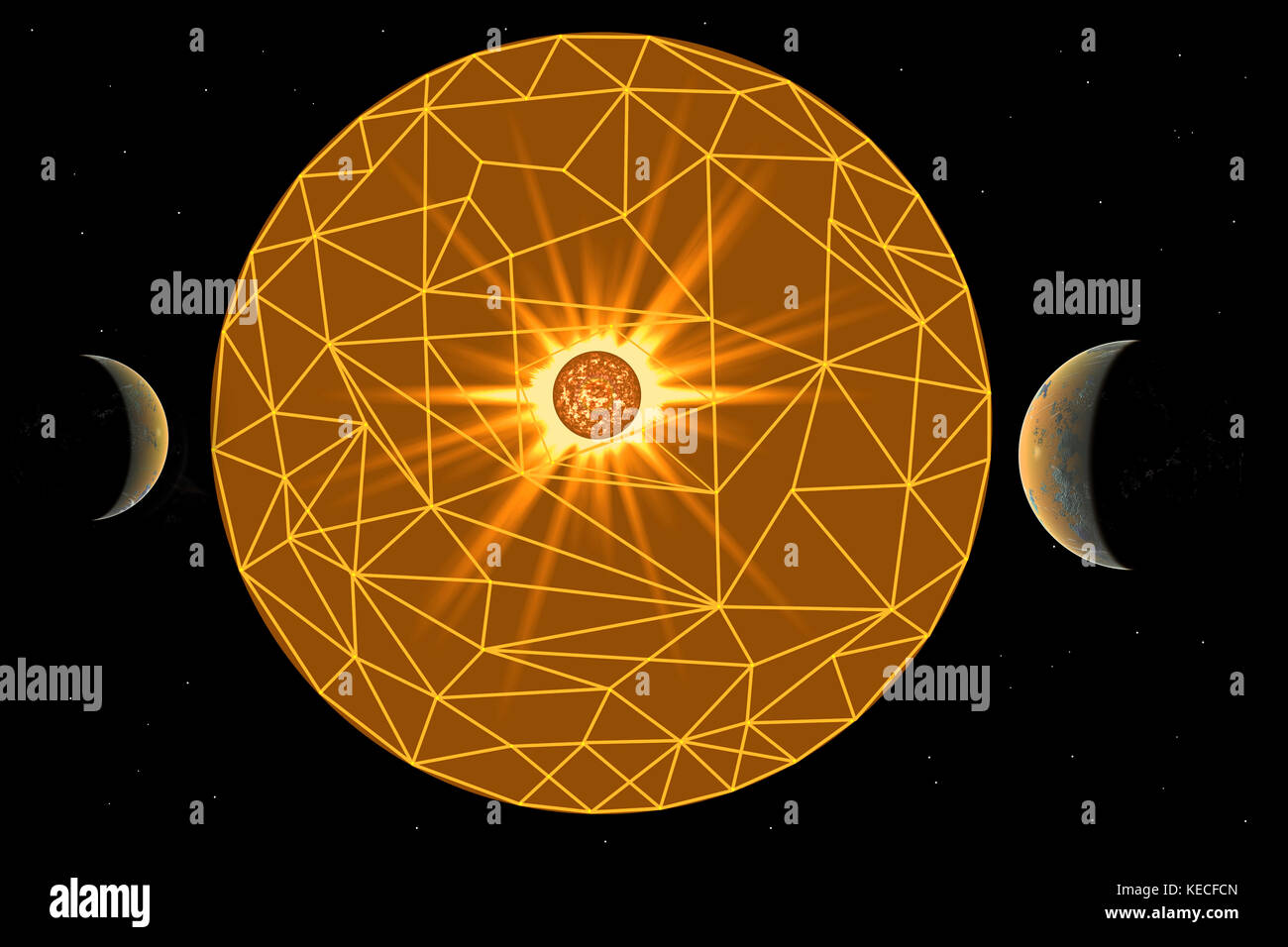 Ein dyson Sphere System Stockfoto